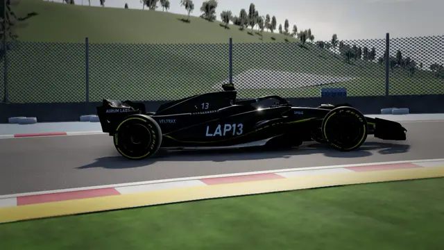 The LAP13 car side on, Ardennes hillside behind