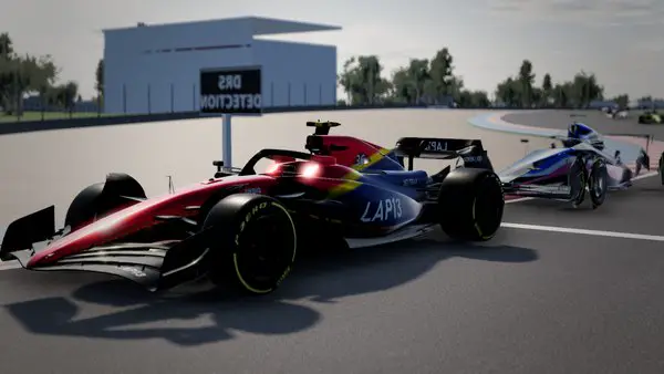 The car painted red and navy