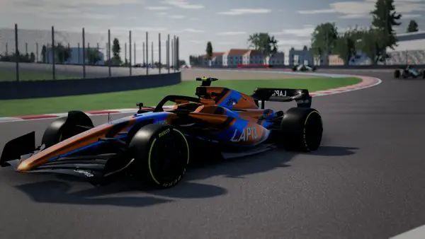 The car painted orange and blue