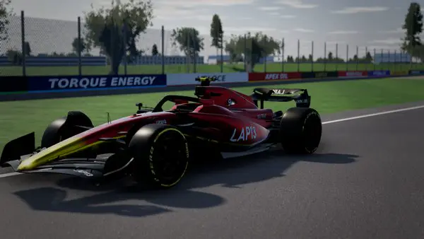 The car painted red and yellow