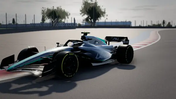 The car painted silver and teal