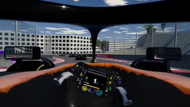 From the cockpit at Monaco: halo, mirrors, gloves on the wheel